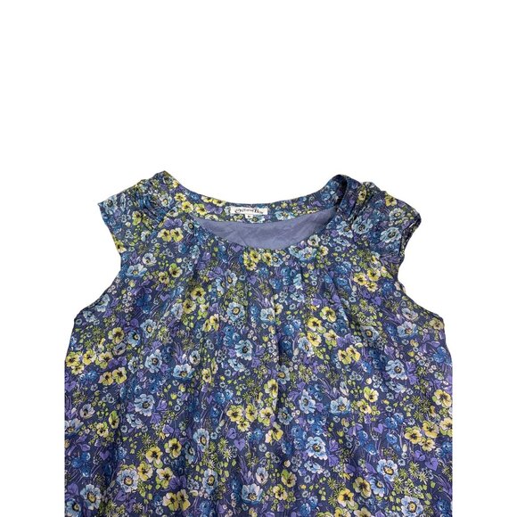 Out of the Box Floral Cap Sleeve Blouse M Lined Pleated Necklace Fairy Whimsical - Picture 2 of 8